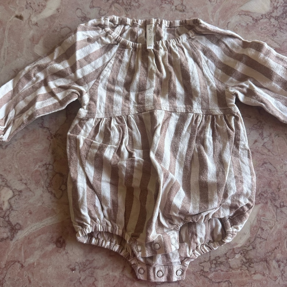 Rylee + Cru Striped Cream and Brown Bodysuit
